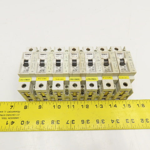 Siemens 5SX2 C4 4A 277V Single Pole Circuit Breaker W/ Aux. 5SX9100 Lot Of 7