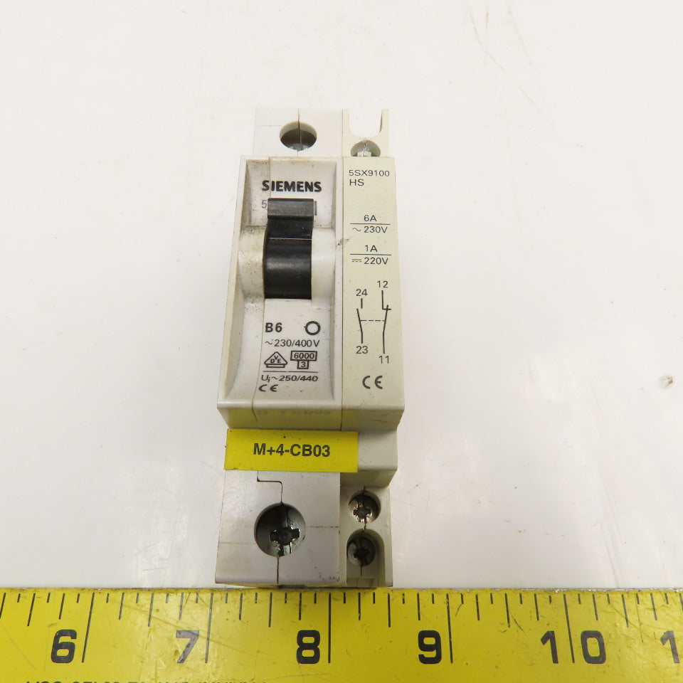 Siemens 5SX21 B6 6A 277V Single Pole Circuit Breaker W/ Aux. 5SX9100 Lot Of 14