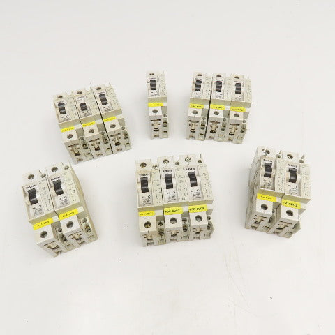 Siemens 5SX21 B6 6A 277V Single Pole Circuit Breaker W/ Aux. 5SX9100 Lot Of 14