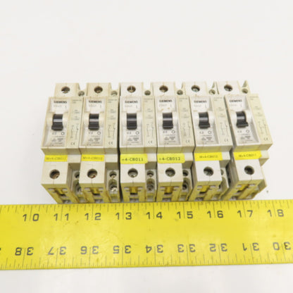 Siemens 5SX21 C2 2A 277V Single Pole Circuit Breaker W/ Aux. 5SX9100 Lot Of 6