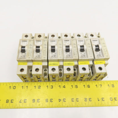 Siemens 5SX21 C2 2A 277V Single Pole Circuit Breaker W/ Aux. 5SX9100 Lot Of 6