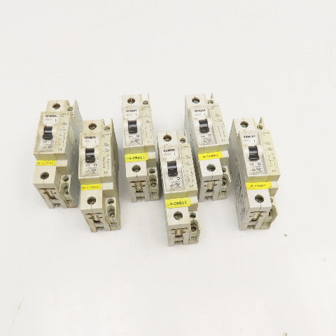 Siemens 5SX21 C2 2A 277V Single Pole Circuit Breaker W/ Aux. 5SX9100 Lot Of 6