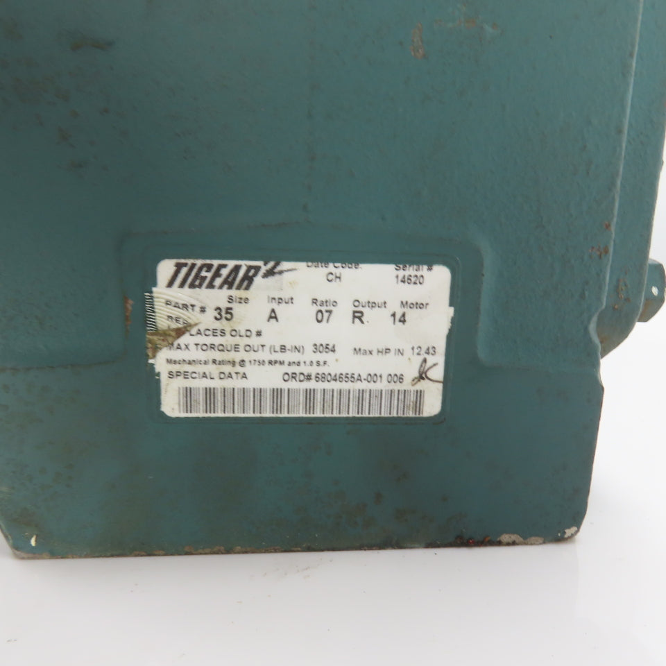 Dodge Tigear Size 35 7:1 Ratio Right Hand Gearbox 12.43HP 1750RPM In 250RPM Out