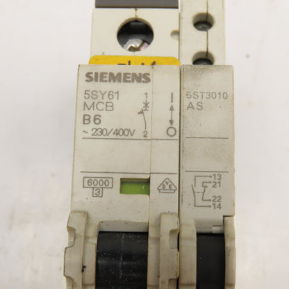 Siemens 5SY6106-6 B6 6A 400V Single Pole Circuit Breaker W/ Aux. Switch Lot/2