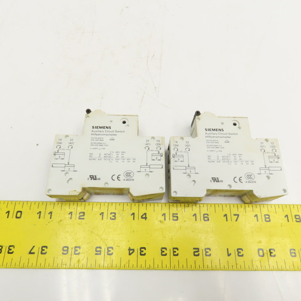 Siemens 5SY6106-6 B6 6A 400V Single Pole Circuit Breaker W/ Aux. Switch Lot/2