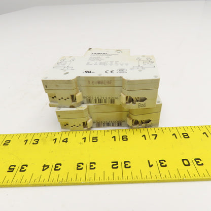 Siemens 5SY6106-6 B6 6A 400V Single Pole Circuit Breaker W/ Aux. Switch Lot/2