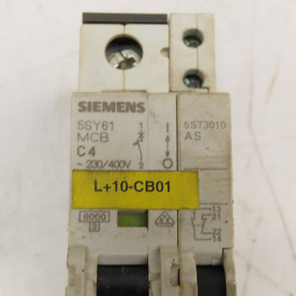 Siemens 5SY61 C4 4A 400V Single Pole Circuit Breaker W/ Aux. Switch Lot/5