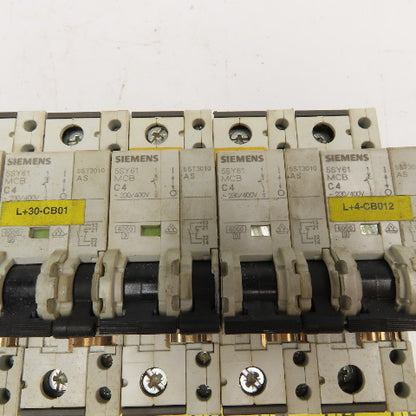 Siemens 5SY61 C4 4A 400V Single Pole Circuit Breaker W/ Aux. Switch Lot/5