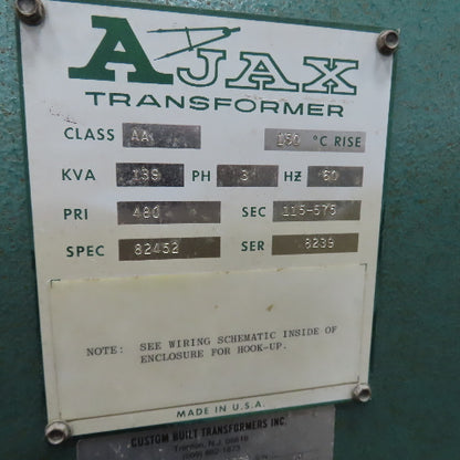 Ajax 82452 139kVA Variac Auto Transformer 480V 3PH Input 115-575V Output