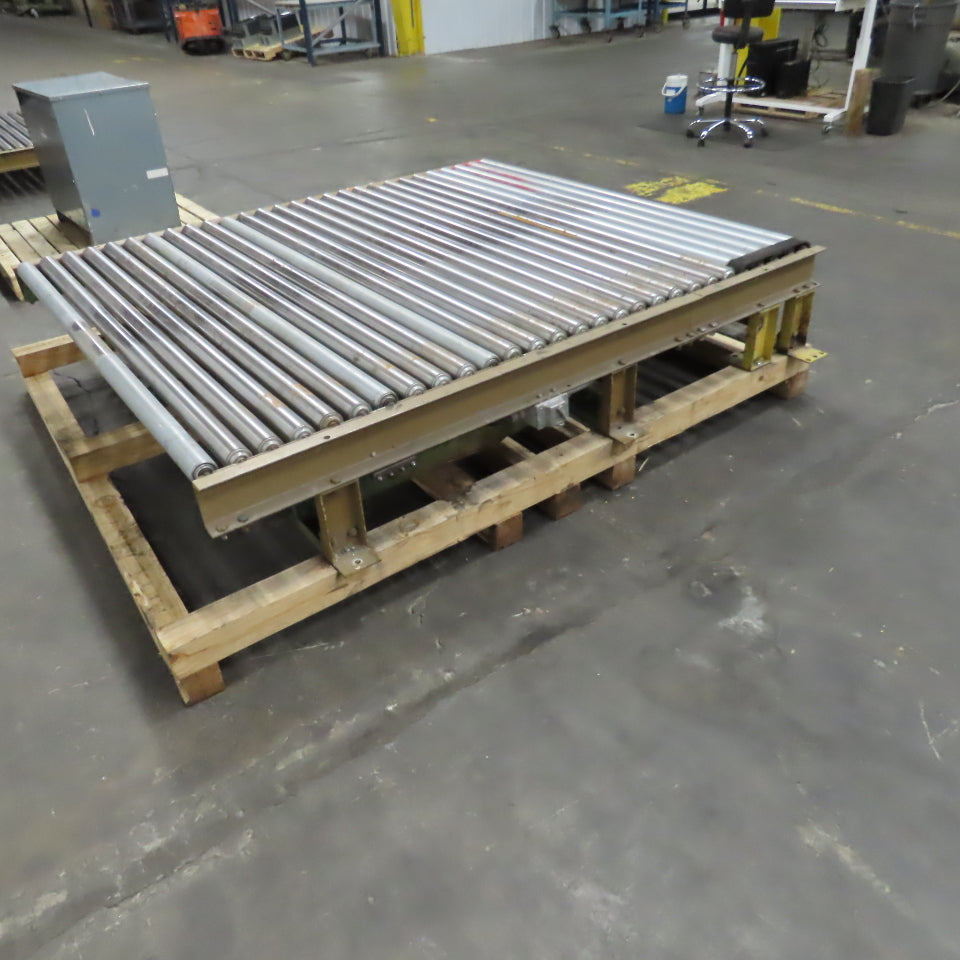 75-1/2" x 84" L Belt Driven Power Roller Pallet Conveyor 2.5"OD 20FPM (Need Belt