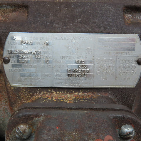 Fairbanks Morse Type KZC 5Hp 208-230/440V 3Ph Induction Motor