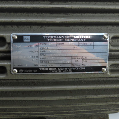 Toshiba IK 0.4kW 2-Speed Electric Motor 1730/180RPM 220V 3PH 50/60HZ FCK Form