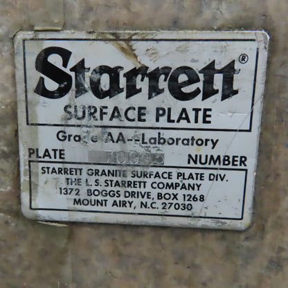 Starrett Grade AA Crystal Pink 72" x 48" x 12" Granite Surface Laboratory Plate