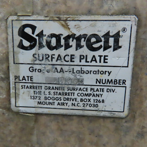 Starrett Grade AA Crystal Pink 72" x 48" x 12" Granite Surface Laboratory Plate