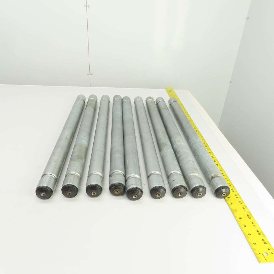 Interroll 1700 1.9" OD Galvanized Conveyor Roller 2-Groove 29" BF Lot Of 9
