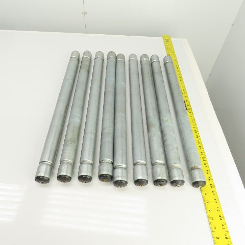 Interroll 1700 1.9" OD Galvanized Conveyor Roller 2-Groove 29" BF Lot Of 9