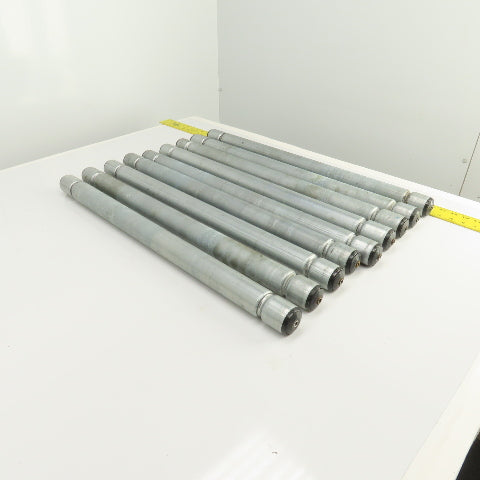 Interroll 1700 1.9" OD Galvanized Conveyor Roller 2-Groove 29" BF Lot Of 9