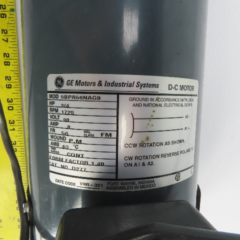 Grove BMQ1175-2 5:1 Ratio 3/4HP Left Hand Gear Reducer 90V DC 345RPM Output