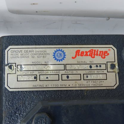 Grove BMQ1175-2 5:1 Ratio 3/4HP Left Hand Gear Reducer 90V DC 345RPM Output
