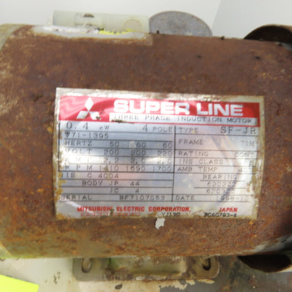 Mitsubishi SF-JR 10 Gallon 0.4kW Hydraulic Power Unit 200-220V 3PH 1700RPM
