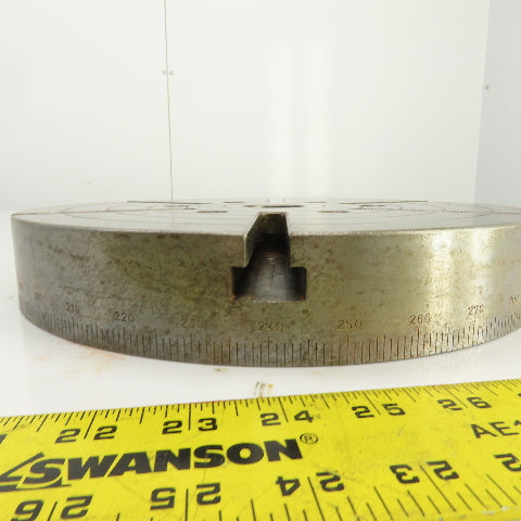 12-1/2" OD Lathe Mill Chuck Round Face Back Plate 7/16" 6-Pin W/ 1" T-Slots