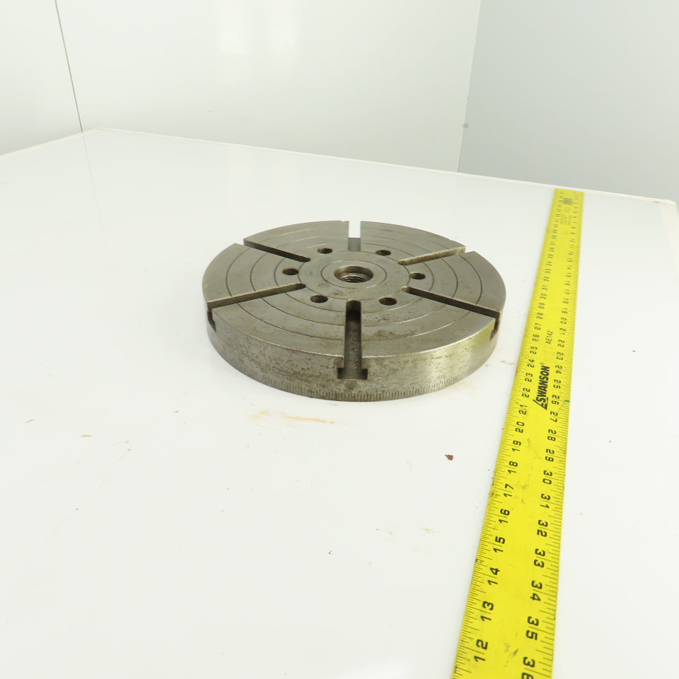 12-1/2" OD Lathe Mill Chuck Round Face Back Plate 7/16" 6-Pin W/ 1" T-Slots