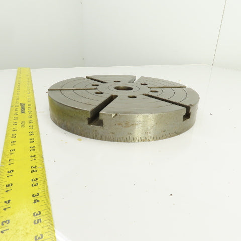 12-1/2" OD Lathe Mill Chuck Round Face Back Plate 7/16" 6-Pin W/ 1" T-Slots