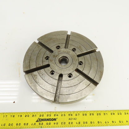 12-1/2" OD Lathe Mill Chuck Round Face Back Plate 7/16" 6-Pin W/ 1" T-Slots