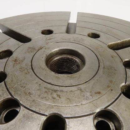 12-1/2" OD Lathe Mill Chuck Round Face Back Plate 7/16" 6-Pin W/ 1" T-Slots