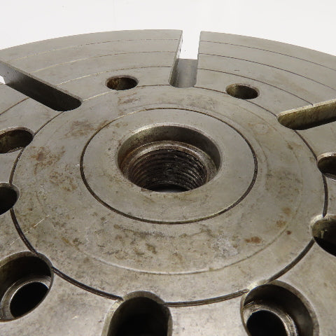12-1/2" OD Lathe Mill Chuck Round Face Back Plate 7/16" 6-Pin W/ 1" T-Slots