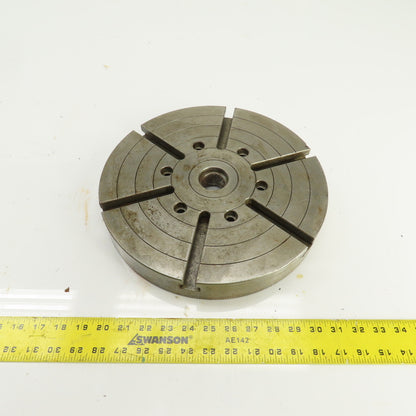12-1/2" OD Lathe Mill Chuck Round Face Back Plate 7/16" 6-Pin W/ 1" T-Slots
