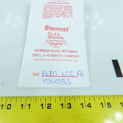 Starrett Webber Croblox Rectangular Gage Block 1.02 Metric