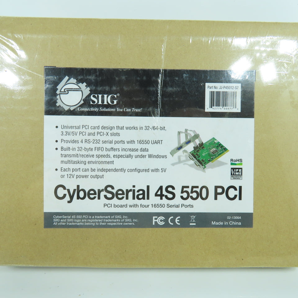 Siig CyberSerial 4S 550 PCI PCI Board With 4 16550 Serial Ports (Sealed)