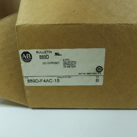 Allen Bradley 889D-F4AC-15 Ser B 15 Meter Straight QD Cordset 4-Pin DC Micro