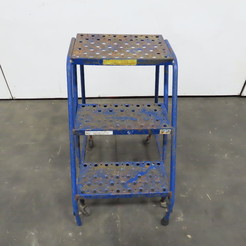 3 Step Industrial Rolling Step Ladder 29" Tall Self Locking