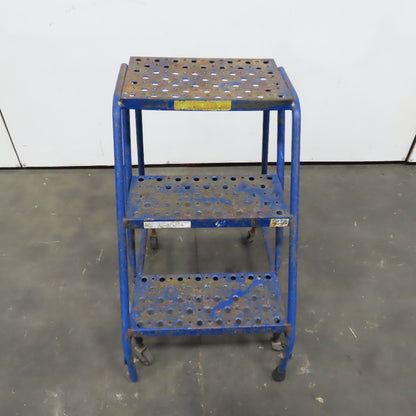 3 Step Industrial Rolling Step Ladder 29" Tall Self Locking