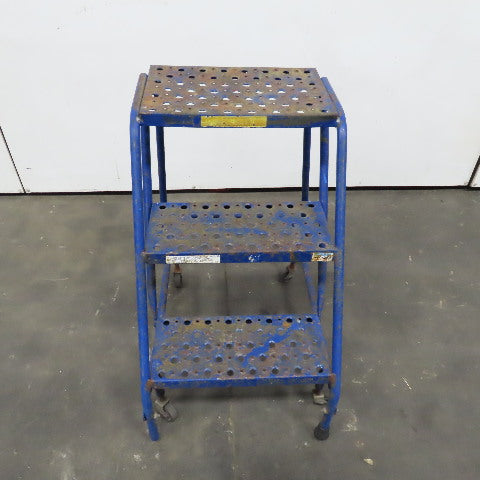3 Step Industrial Rolling Step Ladder 29" Tall Self Locking