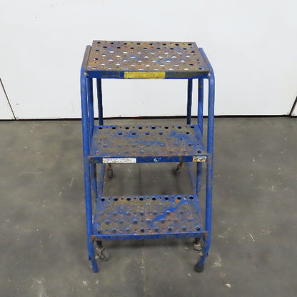 3 Step Industrial Rolling Step Ladder 29" Tall Self Locking