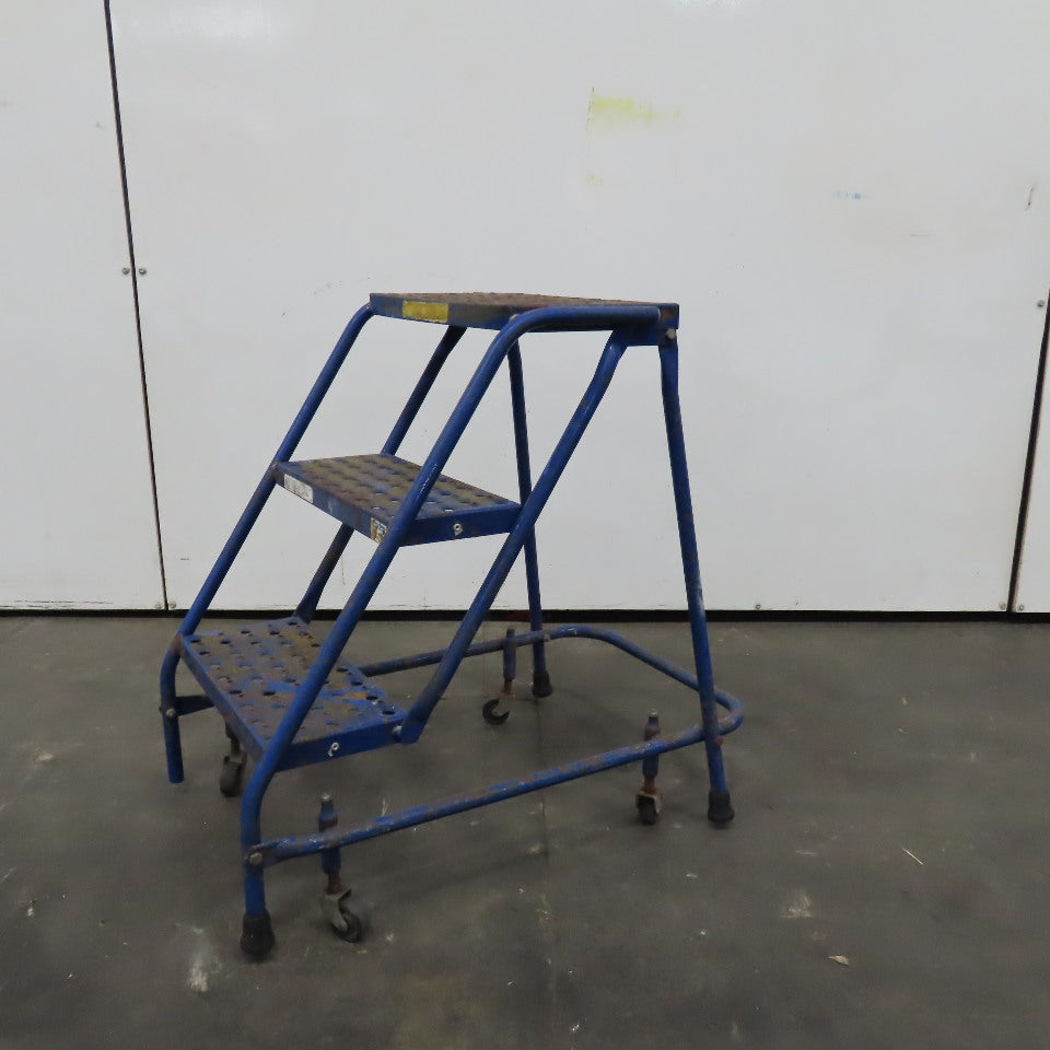 3 Step Industrial Rolling Step Ladder 29" Tall Self Locking