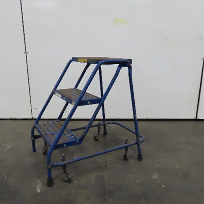 3 Step Industrial Rolling Step Ladder 29" Tall Self Locking