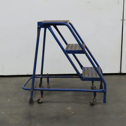 3 Step Industrial Rolling Step Ladder 29" Tall Self Locking