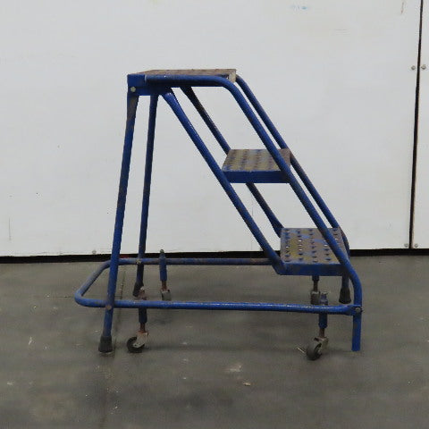 3 Step Industrial Rolling Step Ladder 29" Tall Self Locking