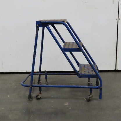 3 Step Industrial Rolling Step Ladder 29" Tall Self Locking