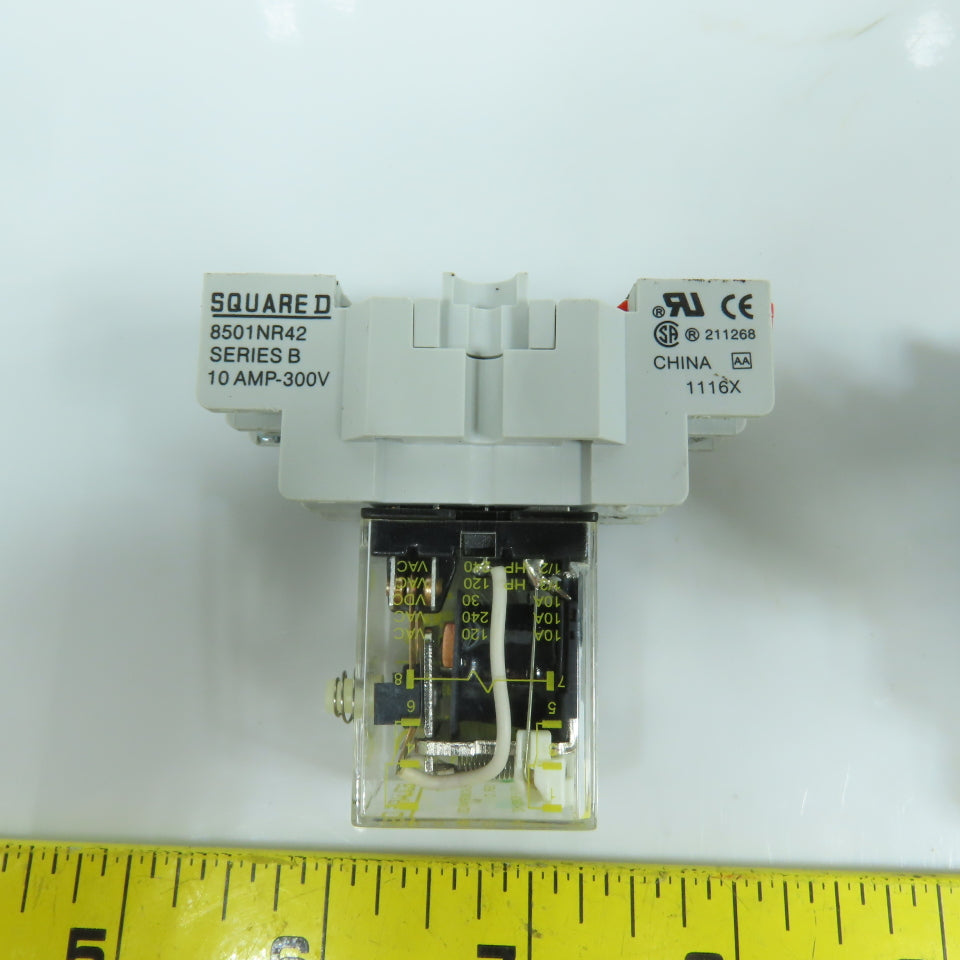 Square D RS42M1P14V20 8501 120V Plug-In Relay & Base 8501NR42 10A-300V Lot Of 4