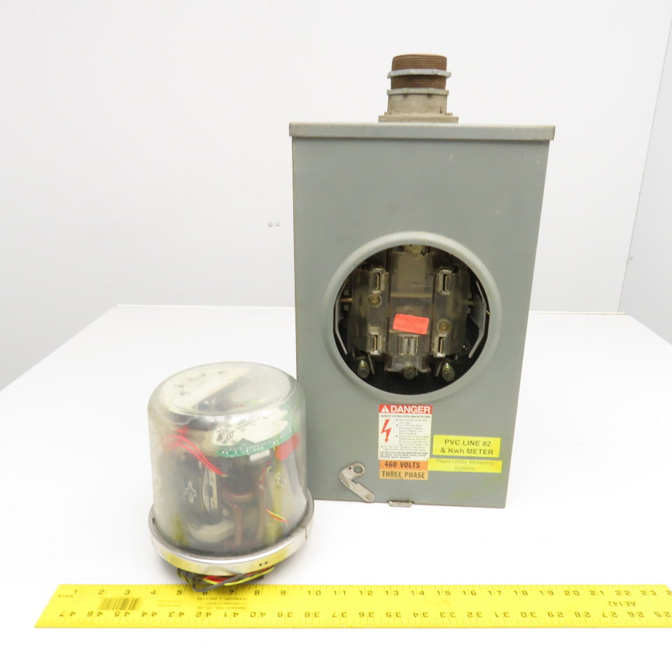 Schlumberger Type SL2S 200CL 480V 3Ph 3W 60Hz 57.6Kh Kilowatt-hour Meter & Base