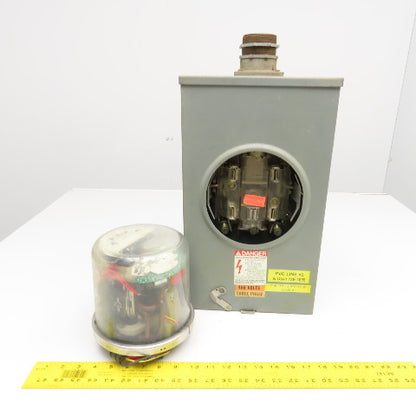 Schlumberger Type SL2S 200CL 480V 3Ph 3W 60Hz 57.6Kh Kilowatt-hour Meter & Base
