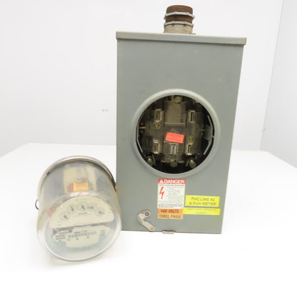Schlumberger Type SL2S 200CL 480V 3Ph 3W 60Hz 57.6Kh Kilowatt-hour Meter & Base