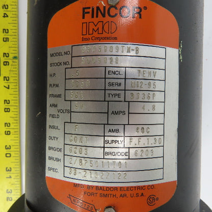 IMO Fincor 9305009TN-B 0.5HP DC Electric Motor 1750RPM 90VDC 4.8A 56C Frame