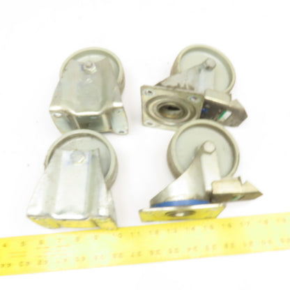 Manner 4" Light Duty Casters Plate Mount 2 Swivel 2 Ridgid Lot Of 4