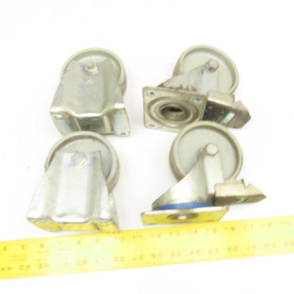 Manner 4" Light Duty Casters Plate Mount 2 Swivel 2 Ridgid Lot Of 4